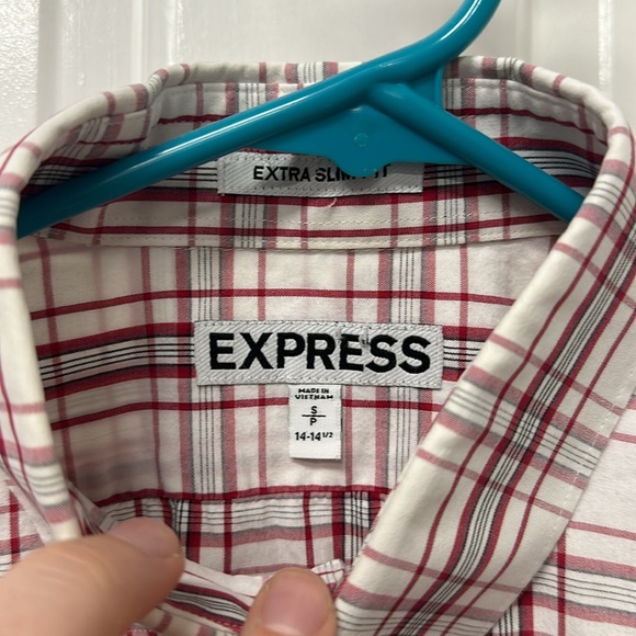 Express Extra Slim Fit Red Plaid Button Up - Picture 3 of 6